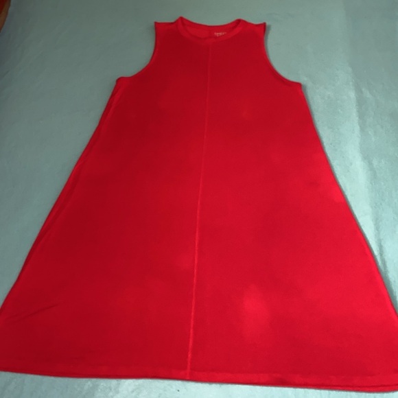 TIME AND TRU sleeveless crewneck tank dress midi red rover color size 12-14 - Picture 3 of 7
